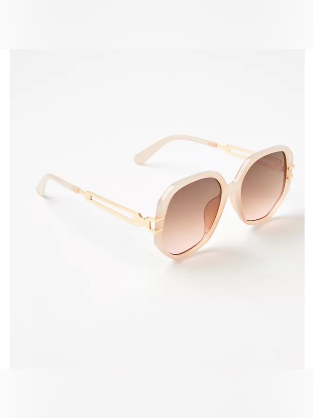NWT LOFT Blush Pink Gradient Octagon Sunglasses Geometric Retro Over Gold Trim